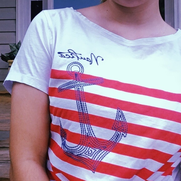 Nautica Red & White Striped T-shirt - Picture 3 of 5